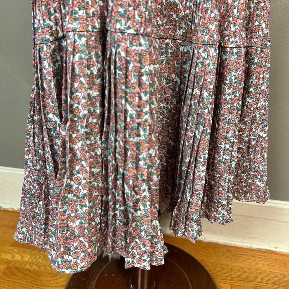 Anthropologie Lili's Closet Floral Cottagecore Pleated Maxi Skirt Large High-Low - Picture 8 of 11